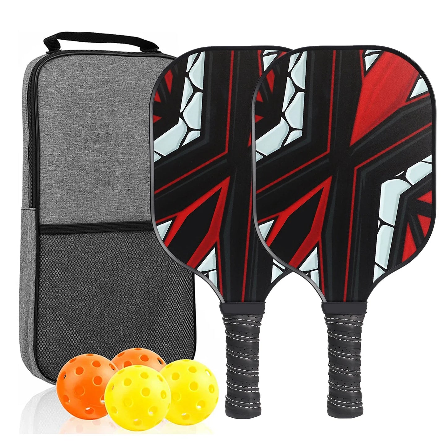 Pickleball Paddles Set of 2 USAPA Approved Fiber Glass Pickle Ball Racket Indoor Outdoor Game 4 Balls Carrying Bag Racquet Sets