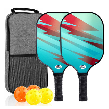 Pickleball Paddles Set of 2 USAPA Approved Fiber Glass Pickle Ball Racket Indoor Outdoor Game 4 Balls Carrying Bag Racquet Sets