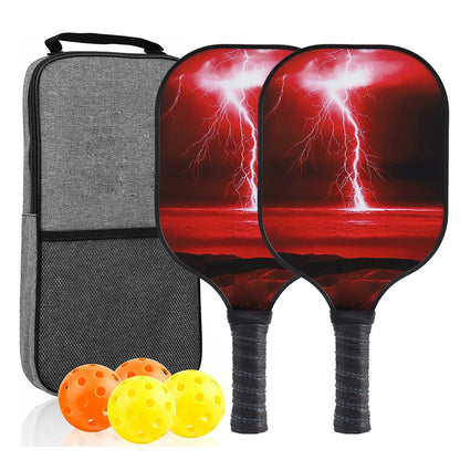 Pickleball Paddles Set of 2 USAPA Approved Fiber Glass Pickle Ball Racket Indoor Outdoor Game 4 Balls Carrying Bag Racquet Sets