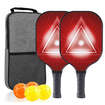 Pickleball Paddles Set of 2 USAPA Approved Fiber Glass Pickle Ball Racket Indoor Outdoor Game 4 Balls Carrying Bag Racquet Sets