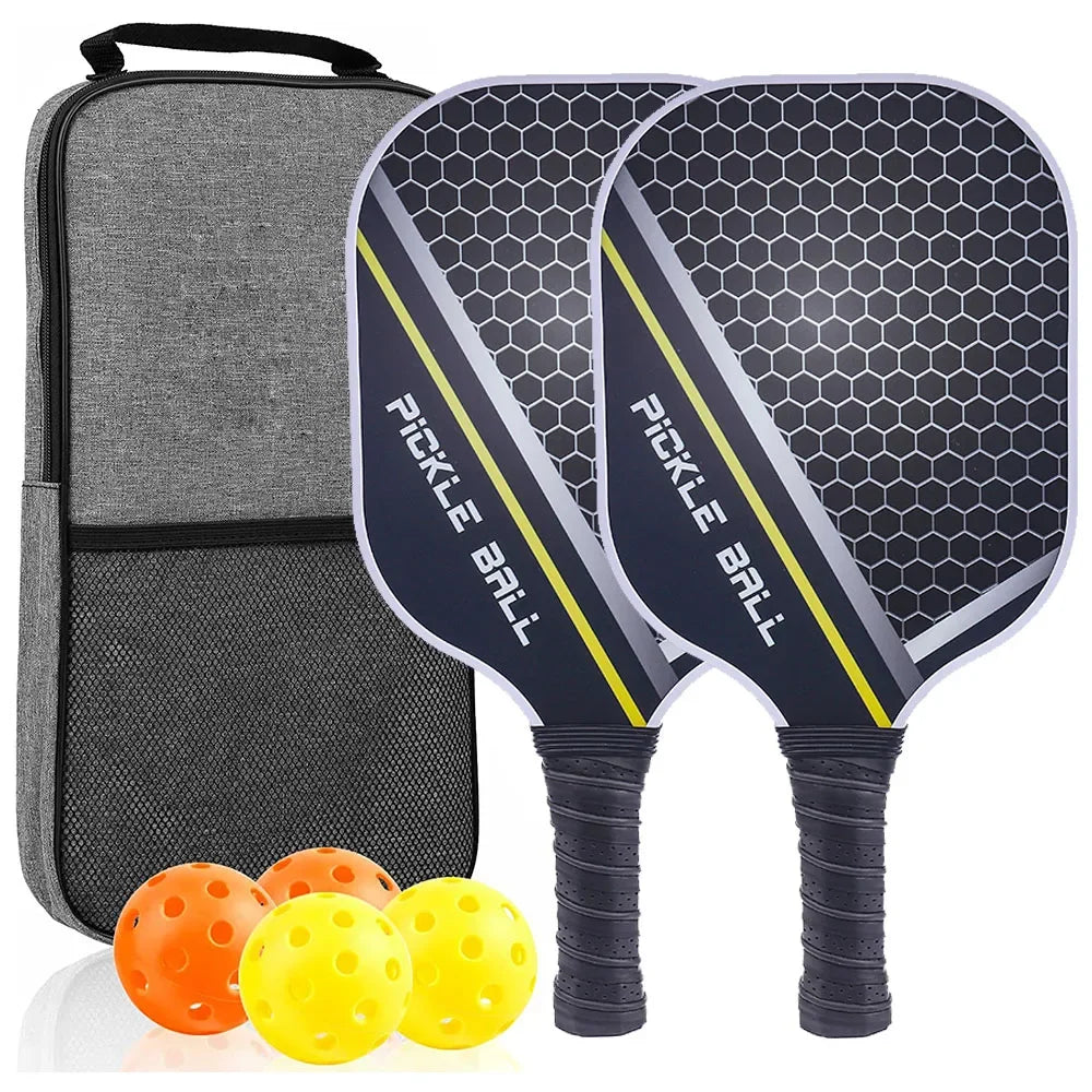 Pickleball Paddles Set of 2 USAPA Approved Fiber Glass Pickle Ball Racket Indoor Outdoor Game 4 Balls Carrying Bag Racquet Sets