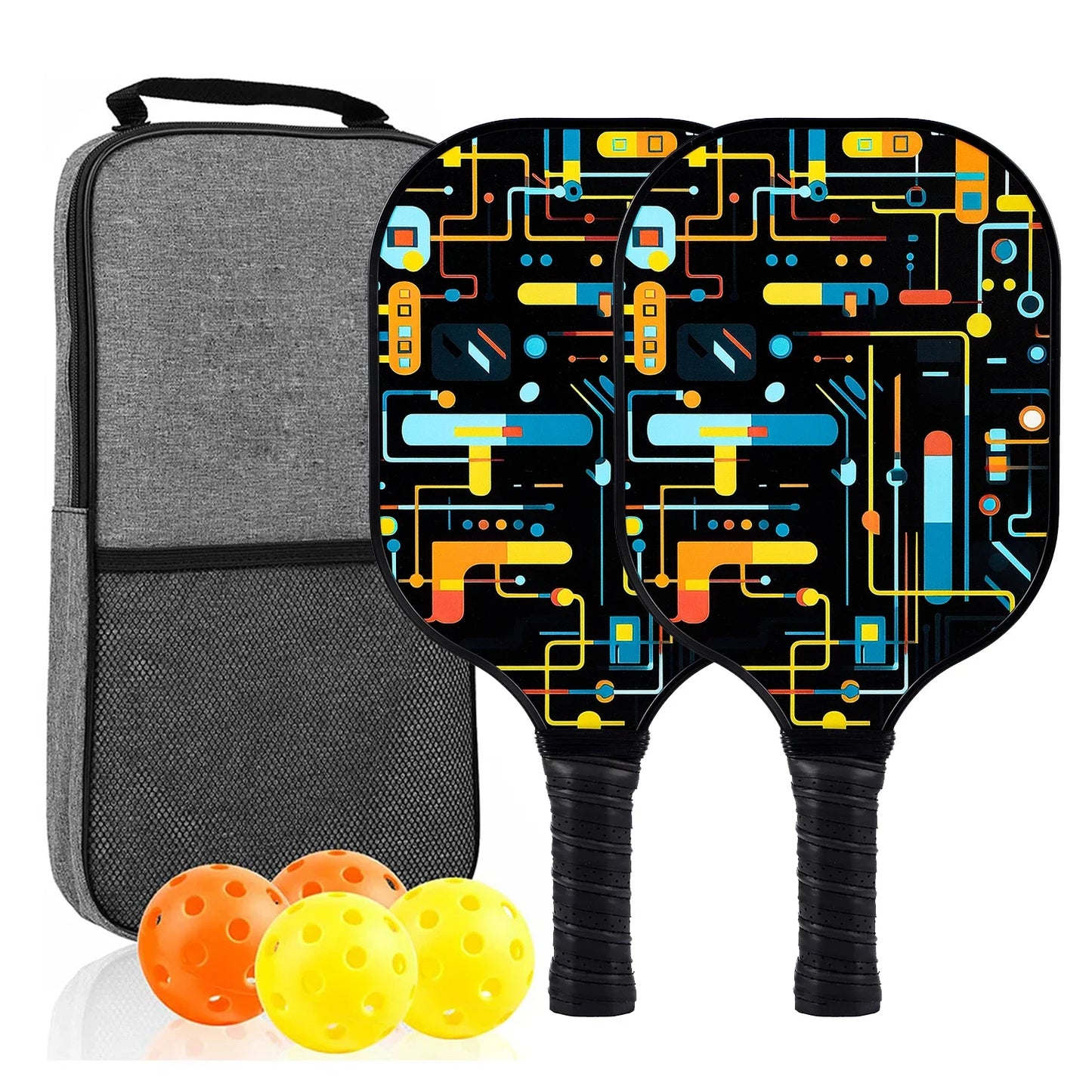 Pickleball Paddles Set of 2 USAPA Approved Fiber Glass Pickle Ball Racket Indoor Outdoor Game 4 Balls Carrying Bag Racquet Sets