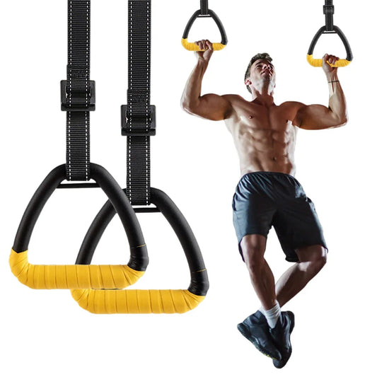 Gymnastic Rings Pull up Handle Rings with Adjustable Straps for Chlidren Adult Home Workouts Strength Training Fitness Equipment