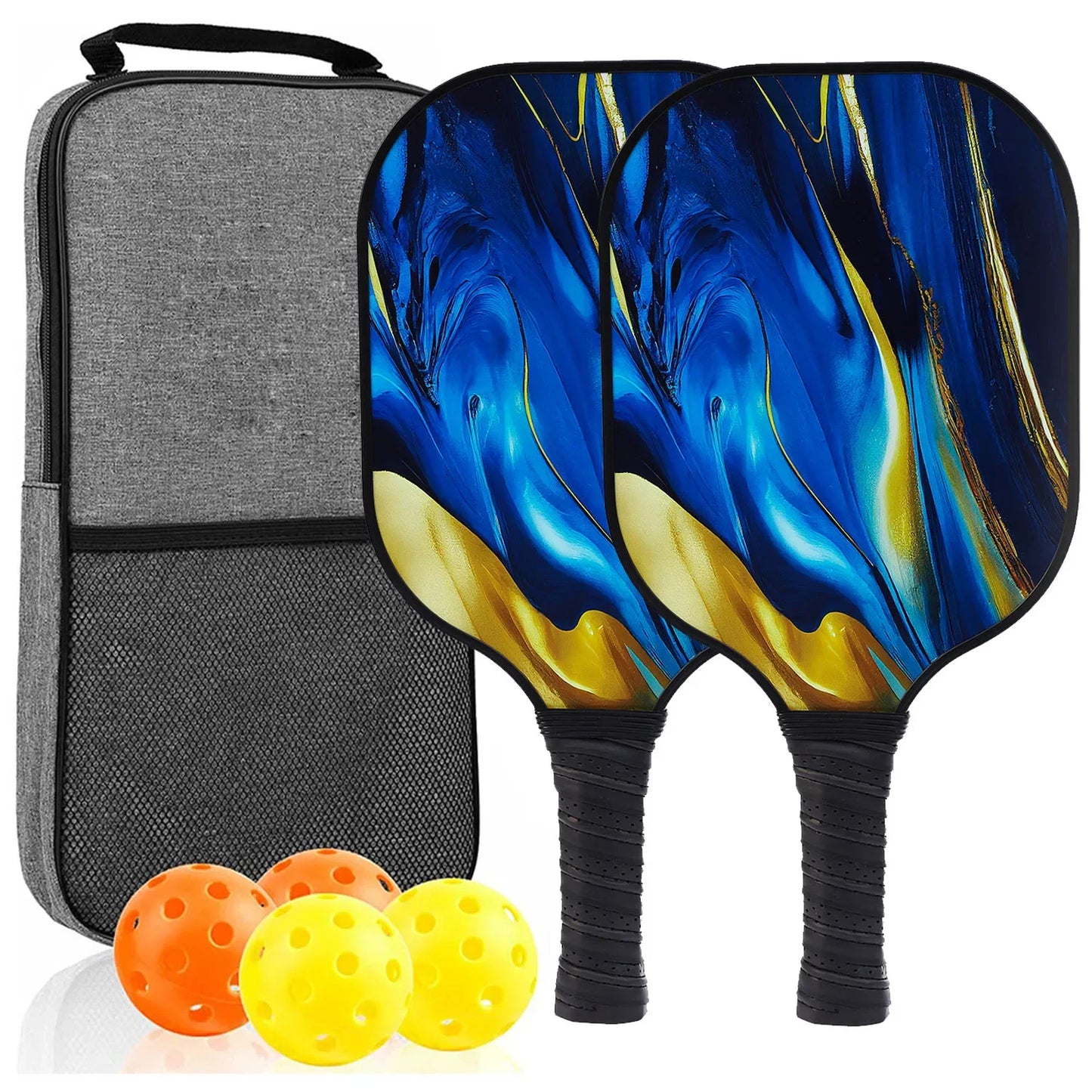 Pickleball Paddles Set of 2 USAPA Approved Fiber Glass Pickle Ball Racket Indoor Outdoor Game 4 Balls Carrying Bag Racquet Sets