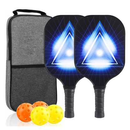 Pickleball Paddles Set of 2 USAPA Approved Fiber Glass Pickle Ball Racket Indoor Outdoor Game 4 Balls Carrying Bag Racquet Sets