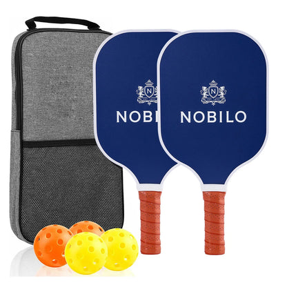 Pickleball Paddles Set of 2 USAPA Approved Fiber Glass Pickle Ball Racket Indoor Outdoor Game 4 Balls Carrying Bag Racquet Sets