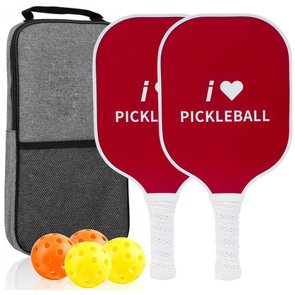 Pickleball Paddles Set of 2 USAPA Approved Fiber Glass Pickle Ball Racket Indoor Outdoor Game 4 Balls Carrying Bag Racquet Sets