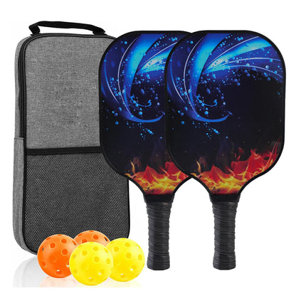 Pickleball Paddles Set of 2 USAPA Approved Fiber Glass Pickle Ball Racket Indoor Outdoor Game 4 Balls Carrying Bag Racquet Sets