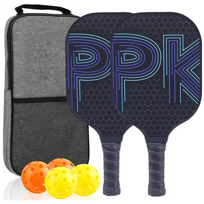 Pickleball Paddles Set of 2 USAPA Approved Fiber Glass Pickle Ball Racket Indoor Outdoor Game 4 Balls Carrying Bag Racquet Sets