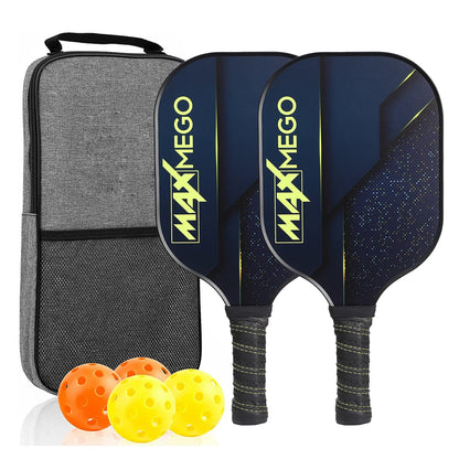 Pickleball Paddles Set of 2 USAPA Approved Fiber Glass Pickle Ball Racket Indoor Outdoor Game 4 Balls Carrying Bag Racquet Sets