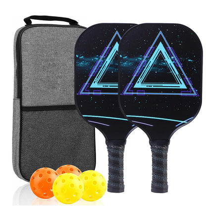 Pickleball Paddles Set of 2 USAPA Approved Fiber Glass Pickle Ball Racket Indoor Outdoor Game 4 Balls Carrying Bag Racquet Sets