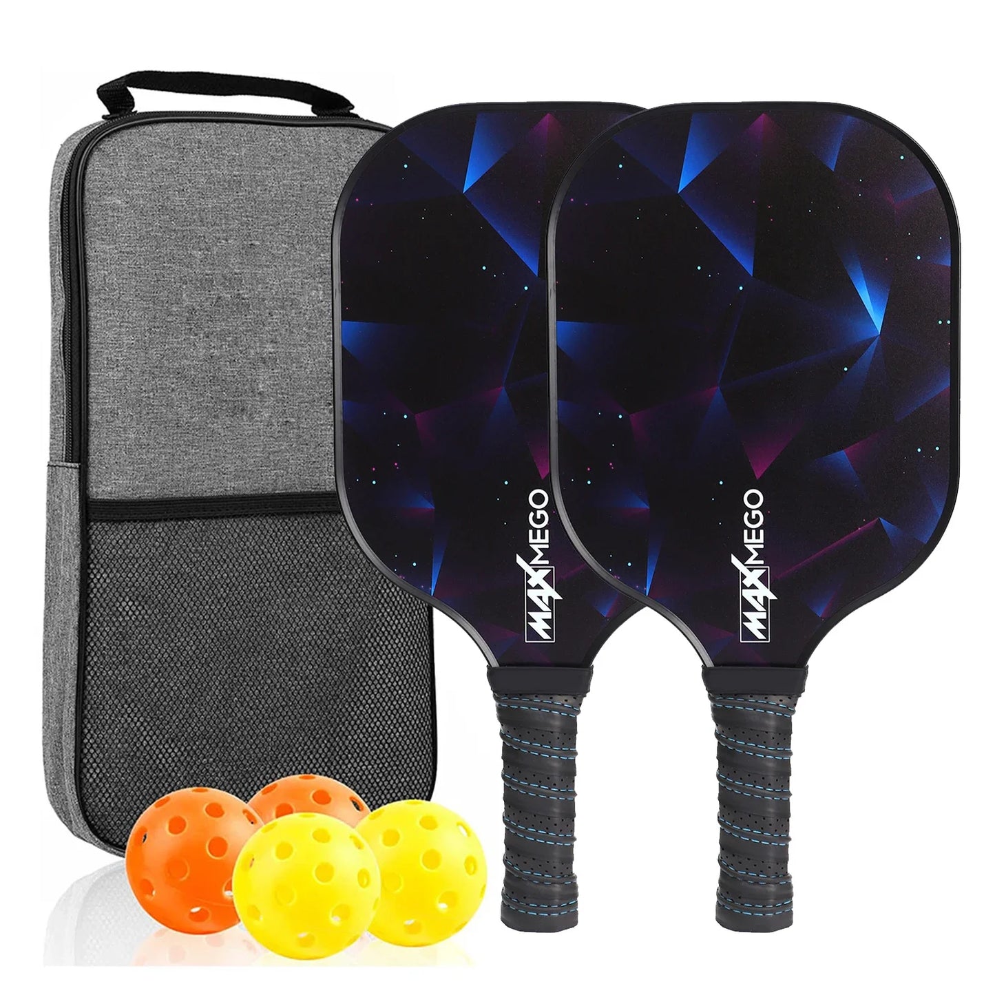 Pickleball Paddles Set of 2 USAPA Approved Fiber Glass Pickle Ball Racket Indoor Outdoor Game 4 Balls Carrying Bag Racquet Sets