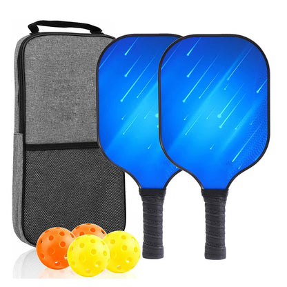 Pickleball Paddles Set of 2 USAPA Approved Fiber Glass Pickle Ball Racket Indoor Outdoor Game 4 Balls Carrying Bag Racquet Sets